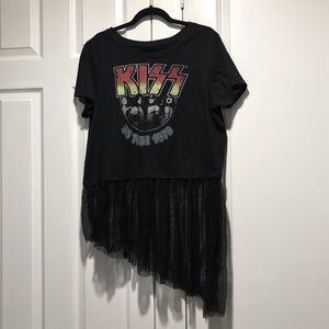 KISS Graphic Tee with Sheer Detail